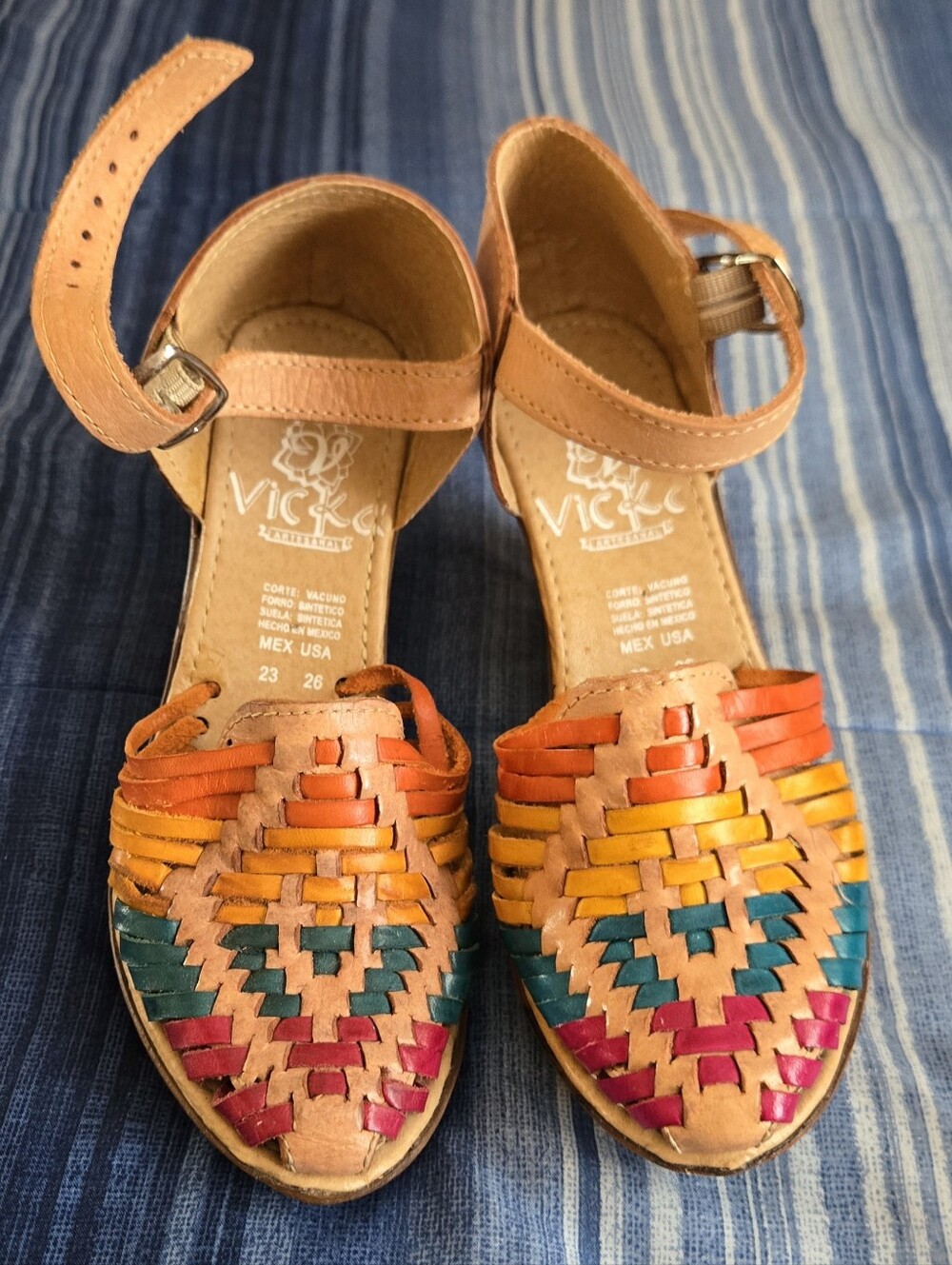Multicolor Woven Leather Huarache Sandals - Women